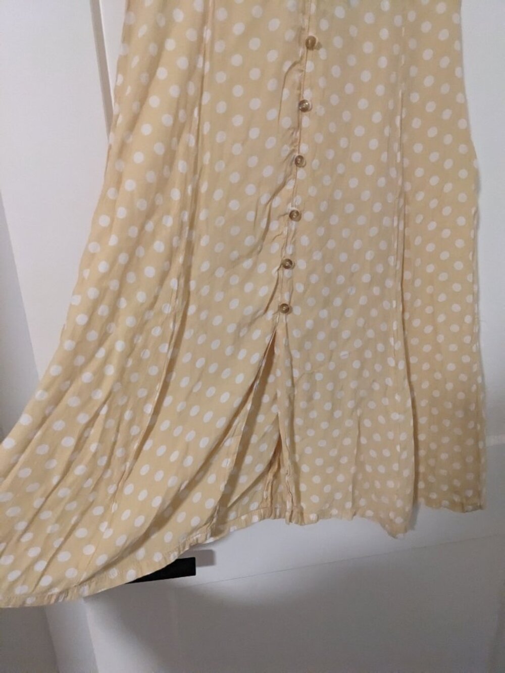Faithfull the Brand Yellow Polka Dot Button-Front Midi Skirt - large - Picture 4 of 8